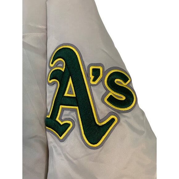 MLB Oakland Athletics Satin Varsity Jacket Quilt Insulated Spelled Out L RD10597 - Picture 9 of 12